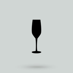 The glass of champagne icon. Wine symbol. Flat Vector illustration