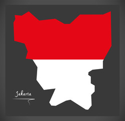 Jakarta Indonesia map with Indonesian national flag illustration