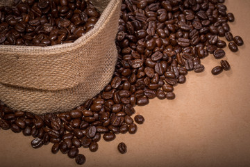 coffee Beans in a Bag with vignetting effect