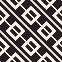 Obraz premium Abstract geometric lines lattice pattern. Seamless vector background. Black and white simple repeating texture.