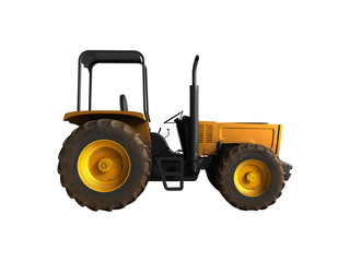 Mini Tractor Yellow 3d render on white background no shadow