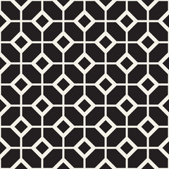 Abstract geometric lines lattice pattern. Seamless vector background. Black and white simple repeating texture.