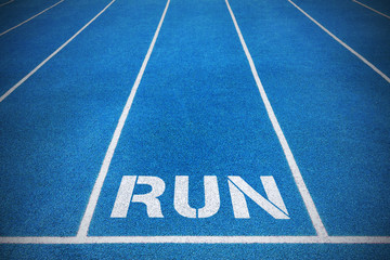 Running tracks with inscription 