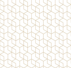 seamless geometric line grid vector hexagon pattern