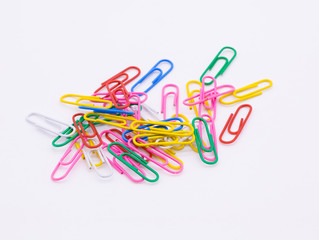 Paper Clip Multi Colored on white background