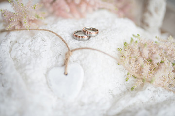 Romantic still life with wedding rings