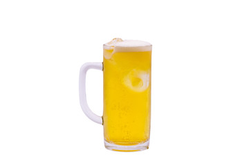 Cold beer in glass isolated on white background.with saved clipping path.