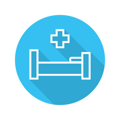 Hospital bed flat linear long shadow icon