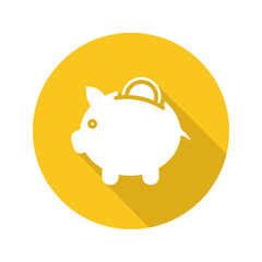 Piggybank flat design long shadow glyph icon