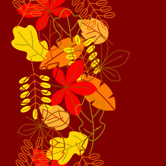 Seamless floral pattern with stylized autumn foliage. Falling leaves in simple style