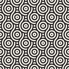 Vector seamless geometric pattern composed with circles and lines. Modern stylish rounded stripes texture. Repeating abstract background