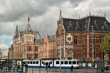 Obraz premium Bikes on the street in Amsterdam, Netherlands
