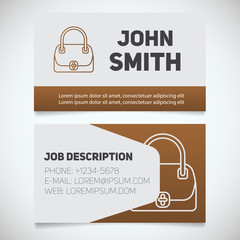 Business card print template with handbag logo