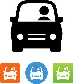 Car With Driver Icon - Illustration