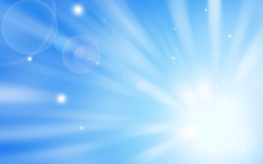 Soft Blue glitter sparkles rays lights bokeh Festive Elegant abstract background.