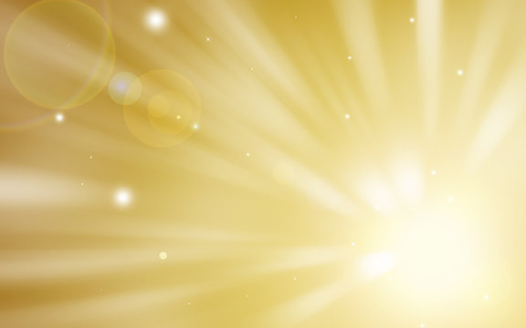 Soft Golden glitter sparkles rays lights bokeh Festive Elegant abstract background.
