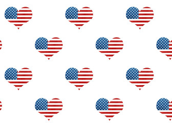 American flag pattern with hearts.