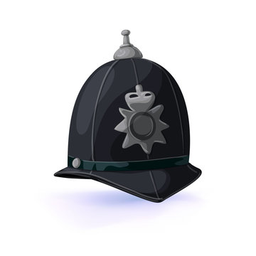 London policeman helmet. Vector illustration .Masquerade or carnival costume headdress