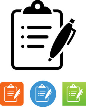 Clipboard With List And Pen Icon