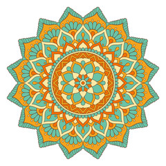 Flower Mandala. Vintage decorative elements. Oriental pattern, vector illustration. Islam, Arabic, Indian, moroccan,spain, turkish, pakistan, chinese, mystic, ottoman motifs. Coloring book page