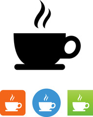 Coffee Cup With Plate And Aroma Icon - Illustration