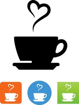 Coffee Cup With Heart Icon - Illustration