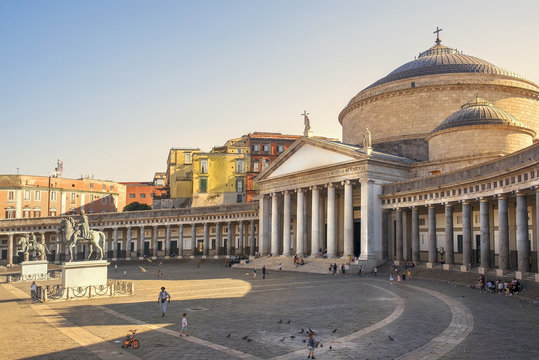 Fototapeta San Francesco Paola on Piazza del Plebiscito, Naples, Italy