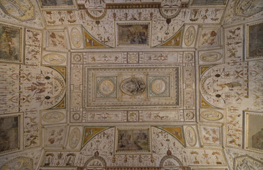 Castle Saint Angelo. Interior. Overlooking the ceiling. Rome. It