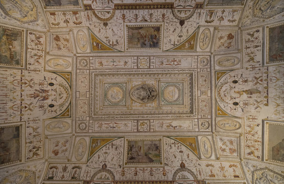 Castle Saint Angelo. Interior. Overlooking the ceiling. Rome. It