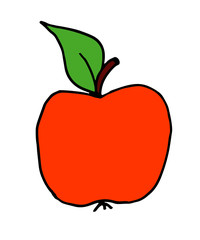Red apple vector hand drawn illustration isolated on white background