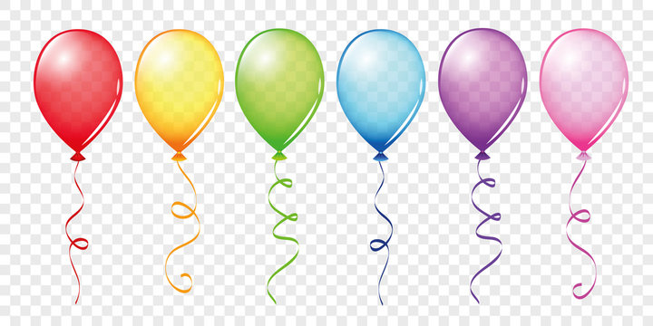transparente bunte luftballons in regenbogenfarben