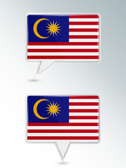 A set of pointers. The national flag of Malaysia on the location indicator. Vector illustration.