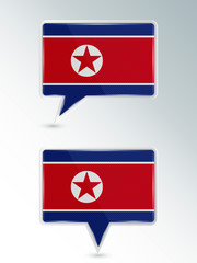 A set of pointers. The national flag of North Korea on the location indicator. Vector illustration.