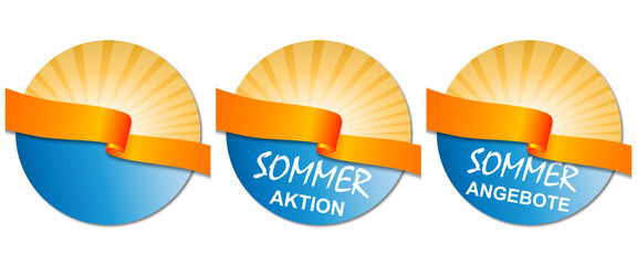 Sommer - Button-Set in Blau (Sommeraktion/ Sommerangebote)