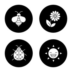 Summer glyph icons set