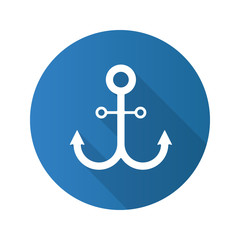 Anchor flat design long shadow glyph icon