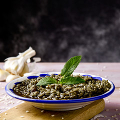 spanish arroz negro or black paella