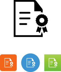 Document With Ribbon Icon - Illustration