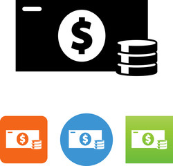 Dollar Bill And Coins Icon - Illustration