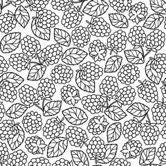 raspberry blackberry with leaves seamless pettern