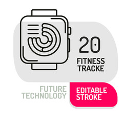Fitness Tracker Icon. Thin line Icon of Fitness and Sport gadget. Vector illustration.