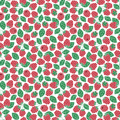Seamless nature pattern with stylized  raspberries.
