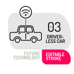 Autonomous self-driving icon. Driverless vehicle car. side view with radar. Vector illustration.