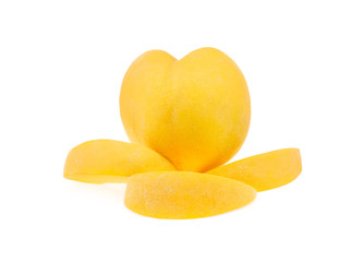 Yellow peach isolated on the white background