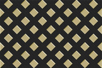 Close up of an abstract black and gold checkered seamless empty space.