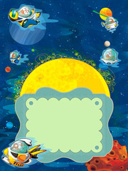 Naklejka premium cartoon solar system - milky way - astronomy for kids - illustration for the children