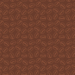Seamless pattern with coffee beans. Neutral background. Decorative doodle vector illustration