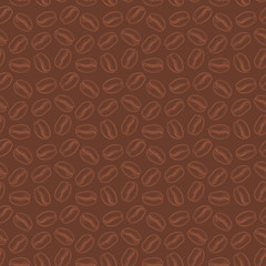 Seamless pattern with coffee beans. Neutral background. Decorative doodle vector illustration