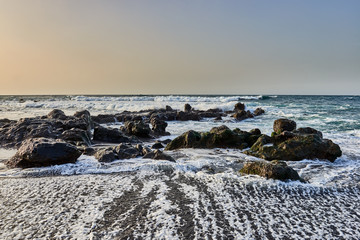 Rocky Atlantic coast for Puerto de la Cruz, Playa de Jardin, Tenerife, Canary Islands