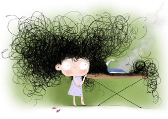 Illustration of litte cartoon girl